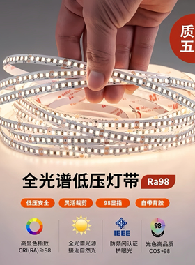 led全光谱98显24v低压客厅吊顶低压高亮无频闪防蓝光自粘线型灯带