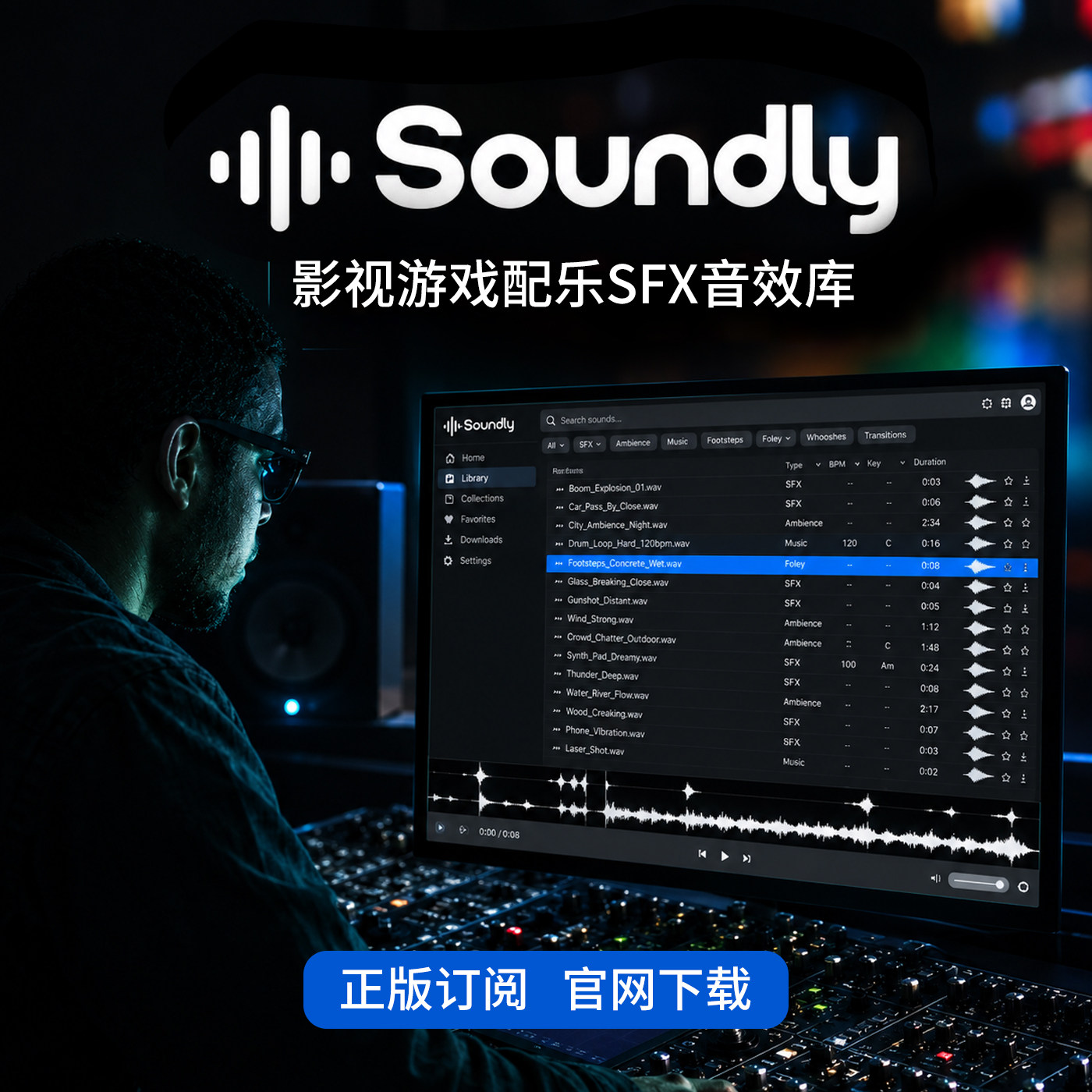 正版 Soundly 音效配乐影视游戏SFX自然雷声雨声动物音色采样音源