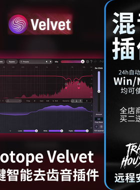 iZotope Velvet 一键智能去齿音嘶声杂音音频修复动态增强效果器