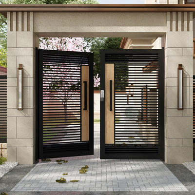 现代简约别墅庭院门不锈钢双开门定制金属质感别墅大门自建房庭门