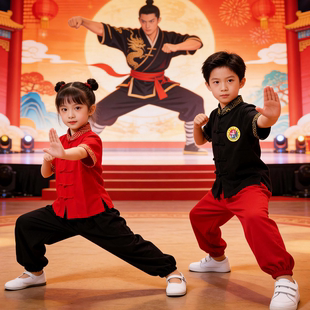 武术服装儿童六一演出服夏季短袖中国风功夫训练比赛专用表演服装