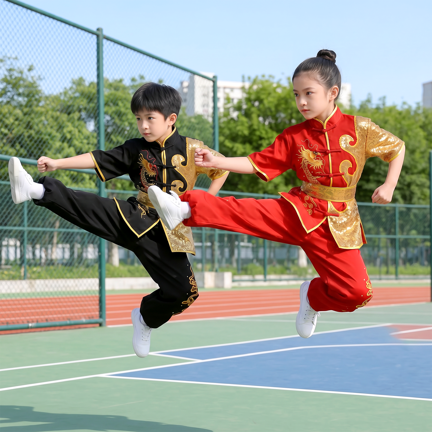儿童武术竞赛表演服短袖中国风
