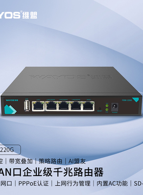 WAYOS维盟FBM-220G多WAN口智能QOS上网行为管理PPPOE认证AC控制器无线AP管理出租屋酒店商用企业级千兆路由器