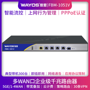 1051V多WAN口智能QOS流控PPPOE认证上网行为管理酒店无线wifi覆盖千兆企业级路由器 WAYOS维盟FBM