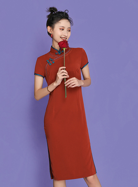 高考旗袍红色敬酒服伴娘旗开得胜中式女装中国风改良新中式连衣裙
