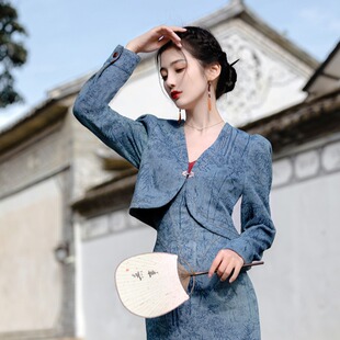复古外套外搭新中式 国风女装 连衣裙 气质高端女秋季 改良旗袍年轻款