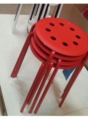 包邮外贸时尚塑料木凳子套凳加厚型折叠凳八孔凳小圆凳实心钢筋凳