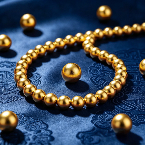 鑫大师黄金足金999黄金[c]转运珠小金珠散珠串珠光面3D硬金路路通