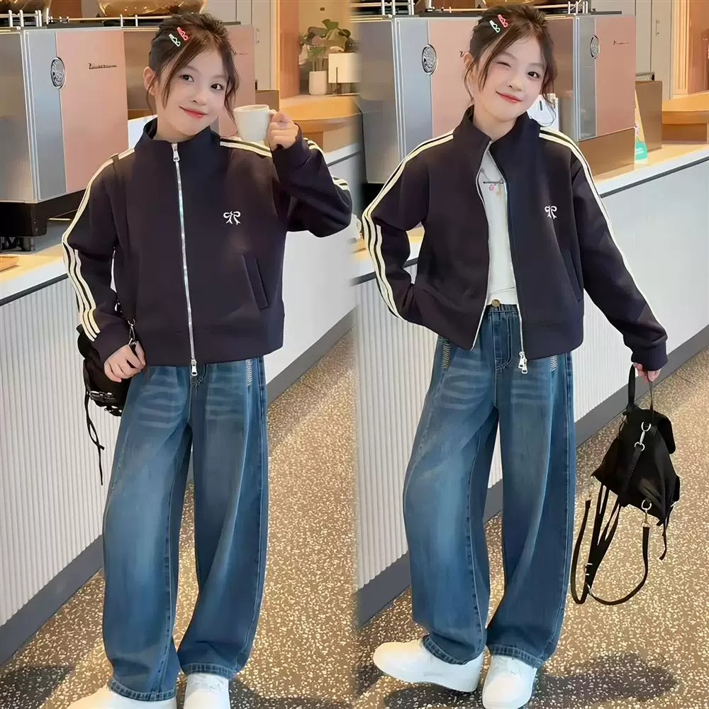 女童2026秋季美式立领棒球服