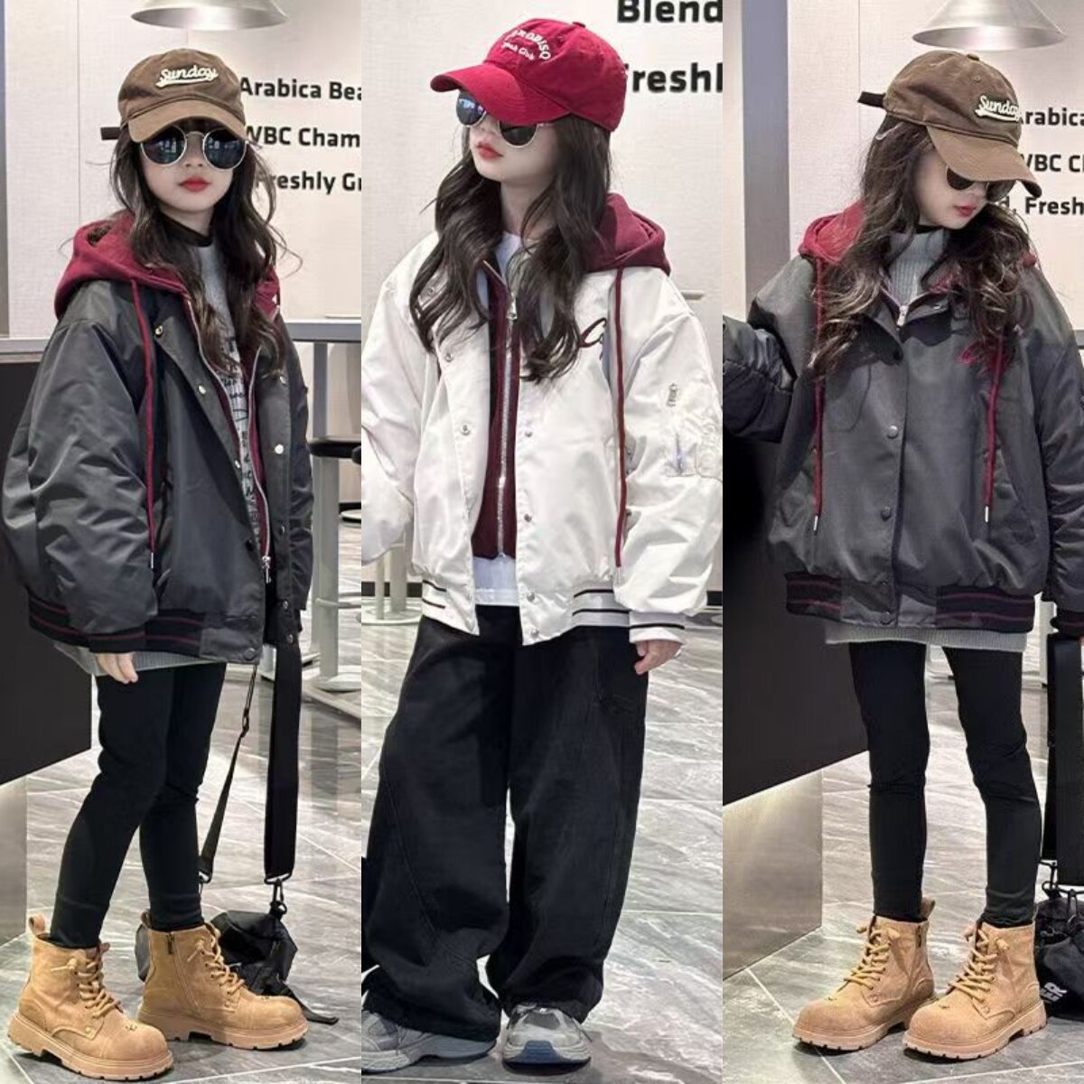 女童秋冬棉服外套新款假两件洋气儿童加厚棒球服棉衣女孩百搭潮