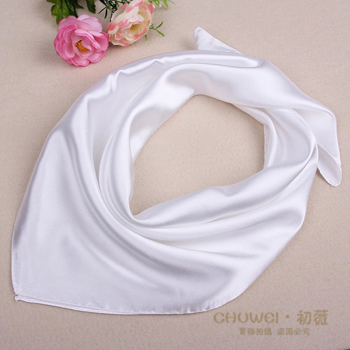 女士夏季防晒纯白色小方巾春秋领巾小围巾包包带腕带韩版夏季丝巾