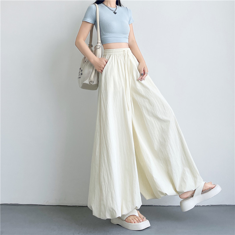 实拍灯笼花苞裙裤子女夏季薄高腰宽松垂坠感冰丝休闲阔腿蓬蓬裤裙