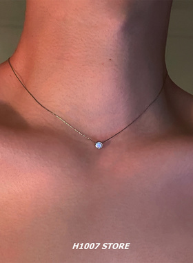 一颗钻 氛围感男款项链女小众设计高级感轻奢小众锁骨链新款颈链