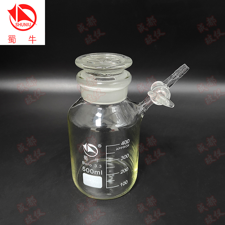 高硼硅具右上咀试剂瓶 60ml~5万ml 小口/广口 具玻璃活塞反应瓶