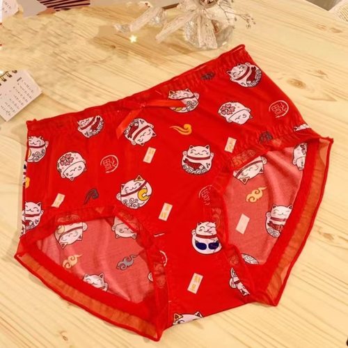 花大弹力底裤胖MM女士三角内裤