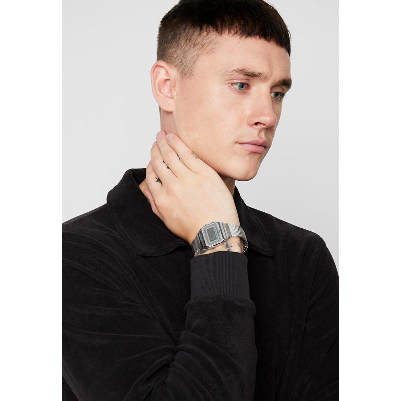 代购卡西欧男士腕表夜光计时日期闹钟金属防水钢带银色商务休闲