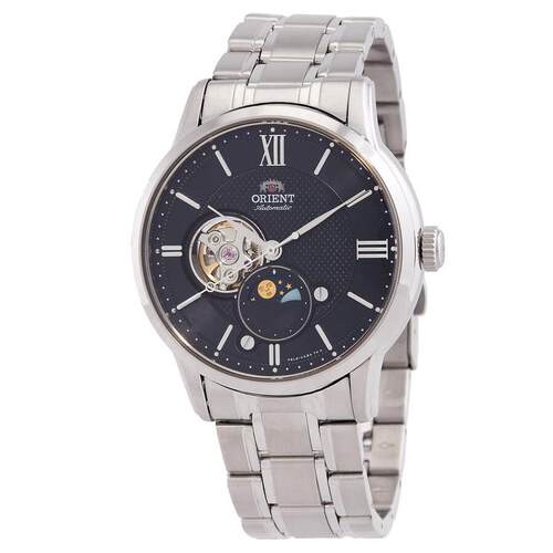 代购Orient东方男士腕表自动上链月相夜光防水钢带镂空蓝面钢壳
