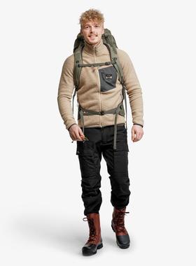 代购Lundhags隆哈Flok男士抓绒衣保暖防风快干户外上衣高领长袖