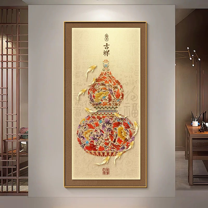 十字绣2025年新款线绣百福图福字葫芦九鱼客厅卧室玄关手工刺绣