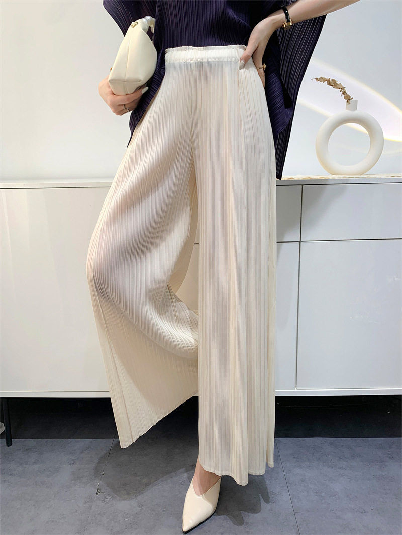 三宅风褶皱看看のPLEATS褶皱春夏阔腿裤喇叭裤高腰休闲长裤裤子女