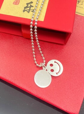 短款男女情侣笑脸项链S999纯银珠