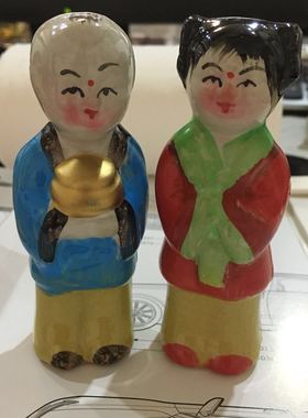 陶瓷童男童女金童玉女殡葬用品陪葬随葬童男女骨灰盒前面摆放下葬