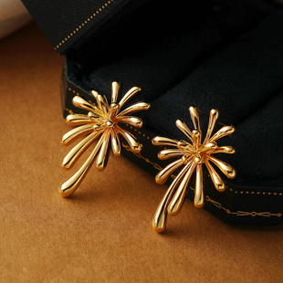 FRENCH轻度 潮 金属烟花复古耳钉女冷淡风高级感耳环2025年新品