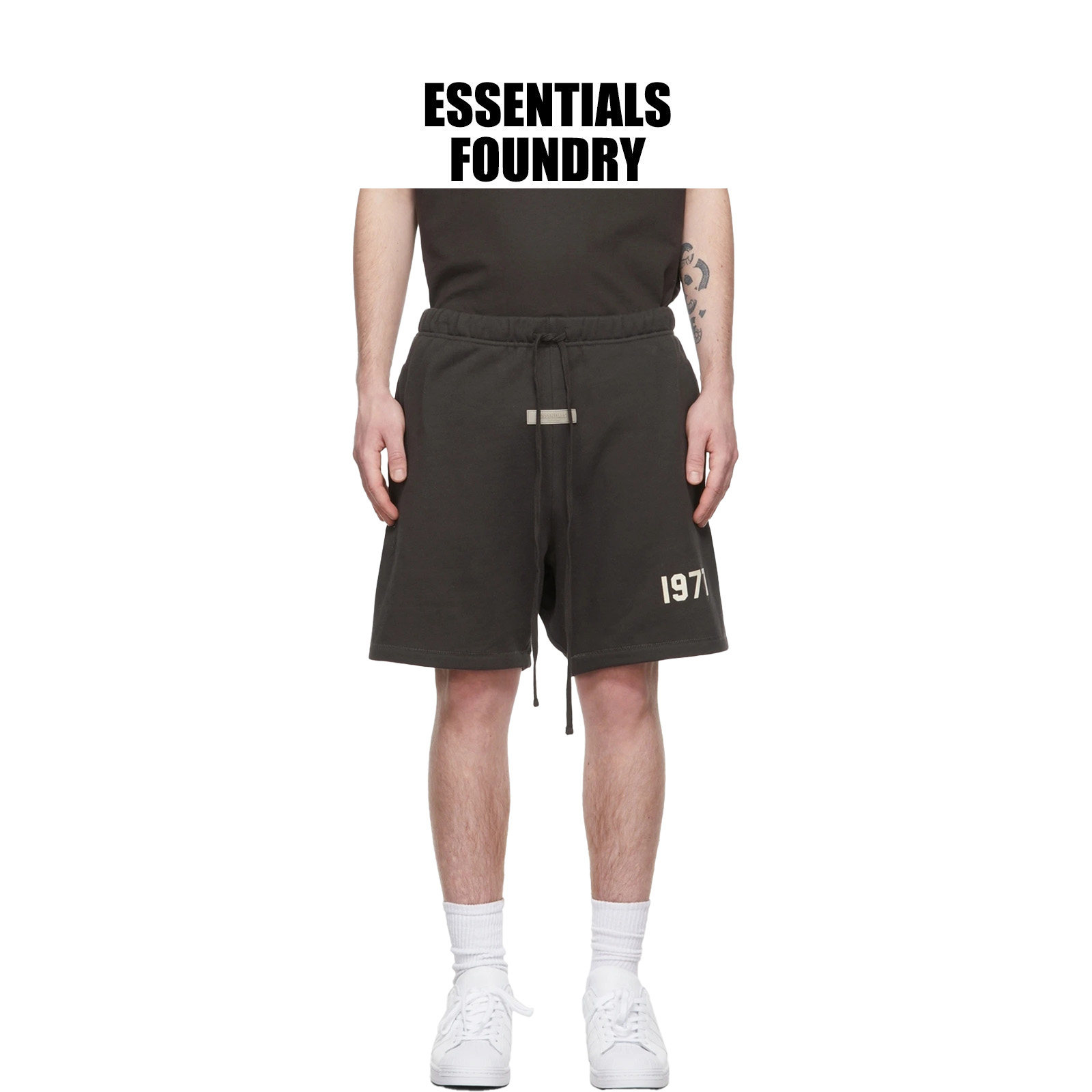 ESSENTIALS 短裤2022春夏美潮宽松男女情侣款烫印抓绒裤子 52