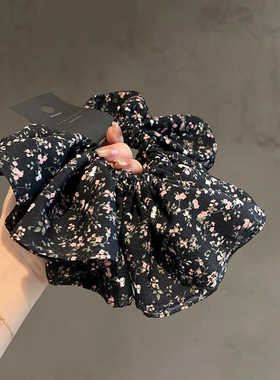 甜美碎花褶皱肥肠圈氛围感甜美发圈耐用丸子头发绳新款头花大肠圈