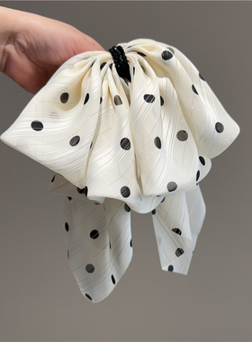 波点蝴蝶结马尾抓夹女发量少头饰后脑勺半扎发夹新款鲨鱼夹子发饰