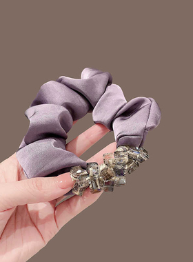 高级感浪漫紫色水晶串珠发圈2025年新款精致扎发头绳高弹不伤发绳