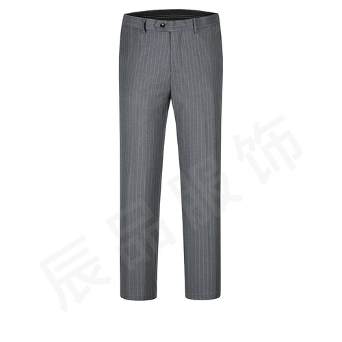 奥迪4S店进口车条纹灰色男西裤