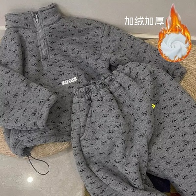 女童冬季新款加绒加厚套装