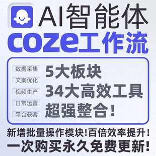 coze智能体工作流成品共享空间扣子自动化agnet定制开发一键剪辑