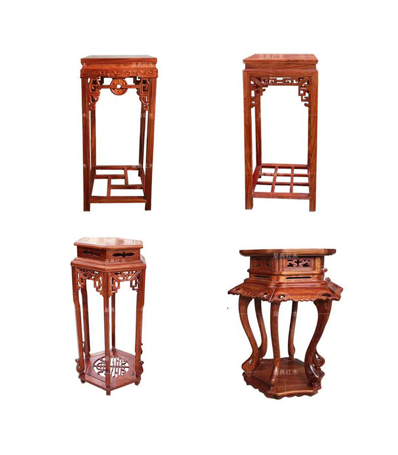 红木花架 中式花几 刺猬紫檀花梨木客厅盆景架实木落地置物四方架