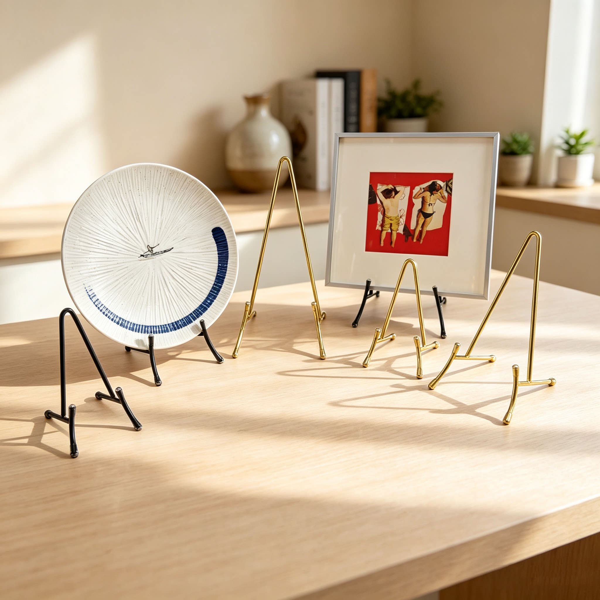 盘子支架摆件赏盘餐盘展示架碟子盘架装饰托陶瓷复古茶饼画架挂盘