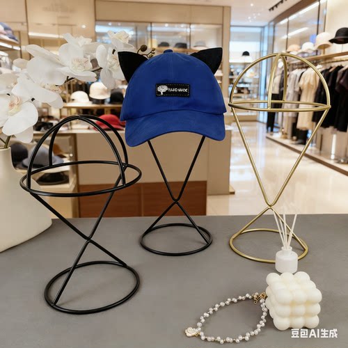 铁艺帽托帽架挂展示架落地式立体定型内撑头盔安全铁架卖场陈列架