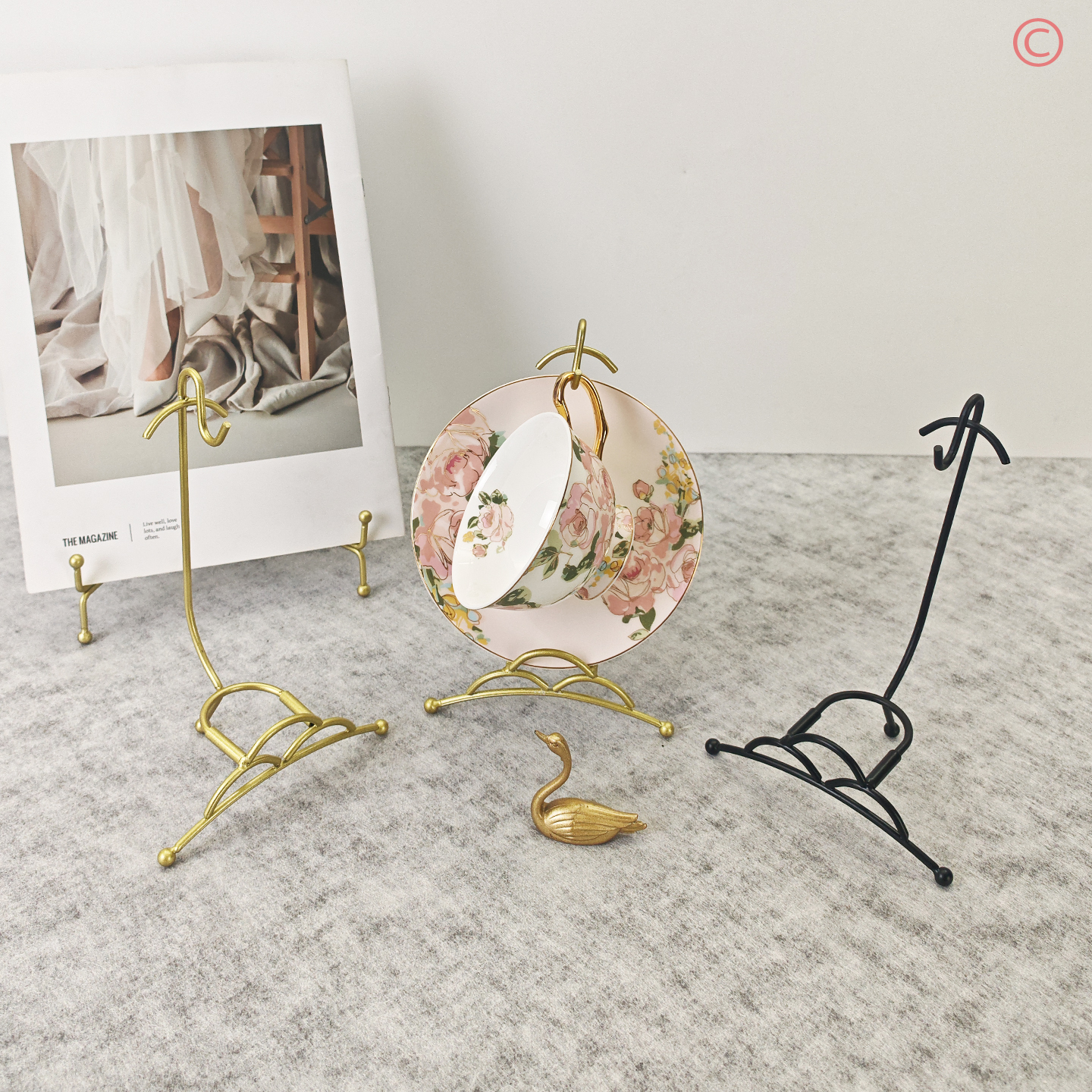 欧式轻奢咖啡杯收纳架美式金属铁艺杯子架桌面马克杯茶水杯沥水架