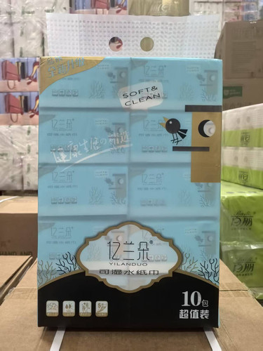 亿兰朵可湿水纸巾400张100抽10包家用实惠装餐巾纸面巾纸卫生纸巾