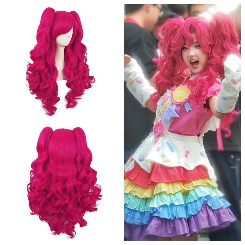 小马宝莉碧琪cos假发 萍琪派火龙果色假毛 动漫cosplay长卷发头套