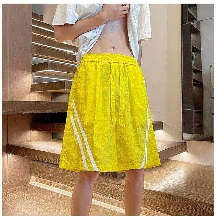 美式高街条纹短裤男夏季2026新款宽松百搭速干休闲运动五分中裤子