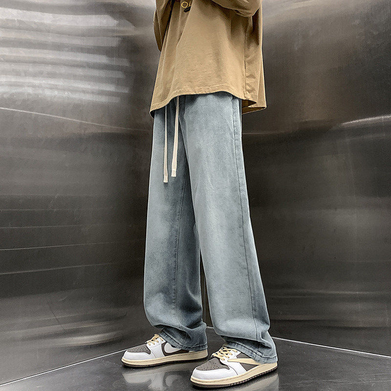 男人干活穿的裤子无磁无铁宽松牛仔裤耐磨耐脏春秋上班工作服抽绳