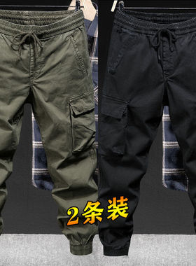 外贸男装潮牌休闲工装裤男春秋宽松束脚工装裤裤子男士美式休闲裤