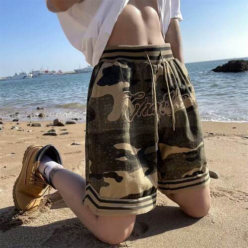 迷彩短裤男夏季美式高街纯棉运动篮球裤子潮牌宽松直筒休闲五分裤