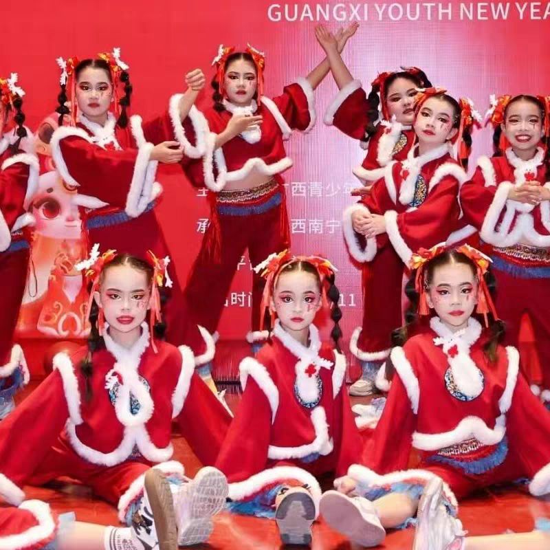 元旦儿童喜庆开门红演出服