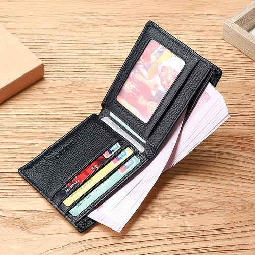 Короткий бумажник для школьников, маленький ультратонкий картхолдер с молнией, из натуральной кожи