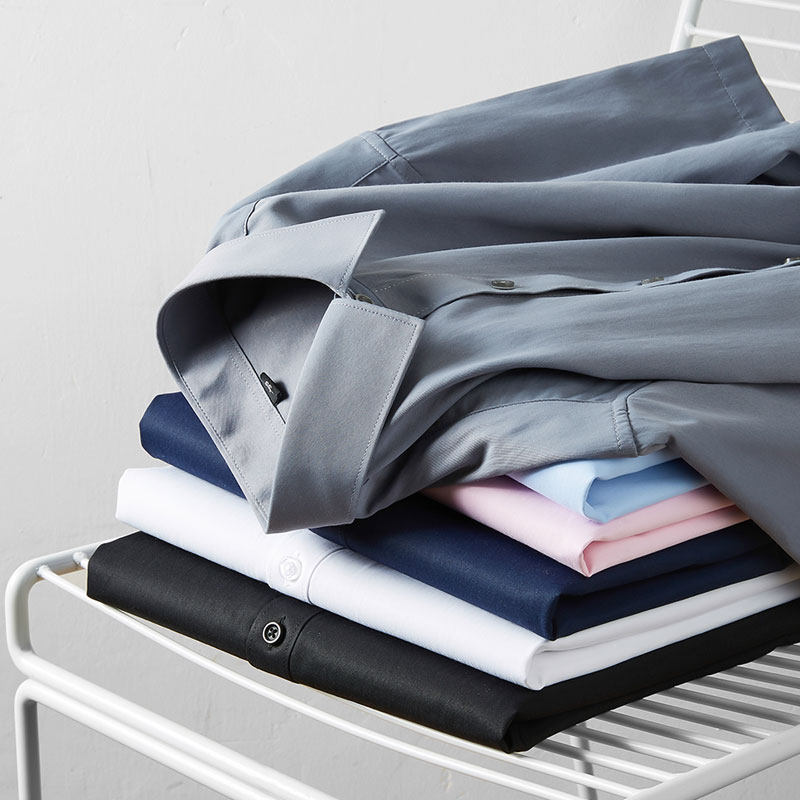 传棨方领短袖商务免烫