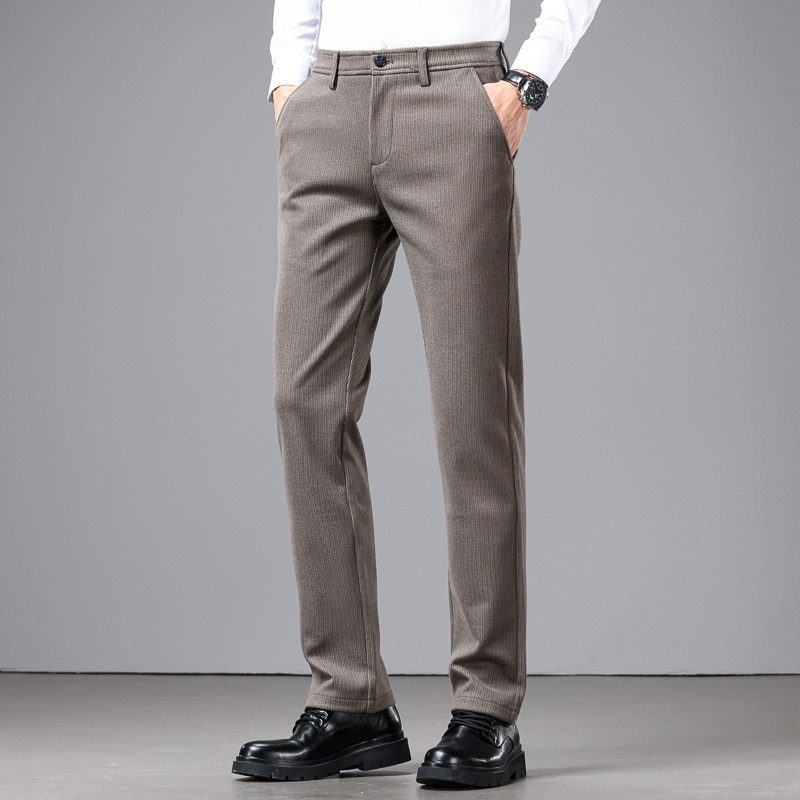 新款毛呢秋冬休闲裤男合体直筒青年商务弹力休闲长裤男