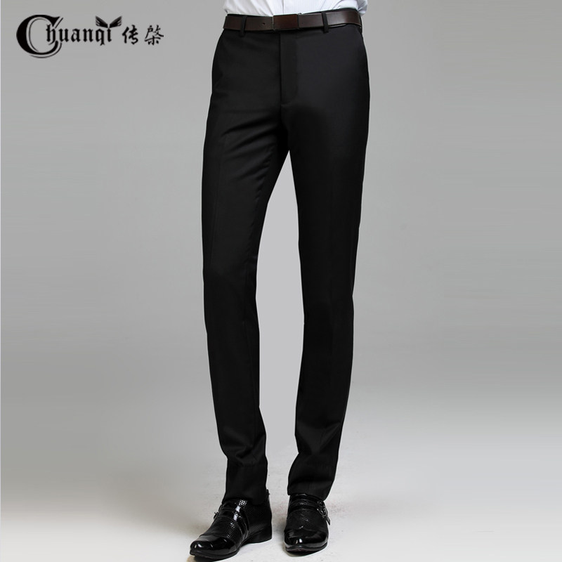 传棨男士西裤暗粗纹小脚长裤韩版