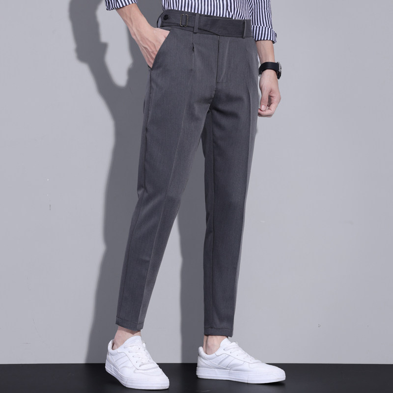 传棨免烫修身九分裤那不勒斯西裤